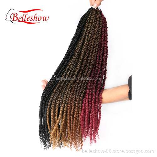 Hot sell spring Twist Braiding 24inch 16 stands Pre-twisted hair Synthetic Ombre Looped Twisted Passion Twist Hair
